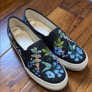 Keds x Rifle Paper Co floral embroidered slip ons